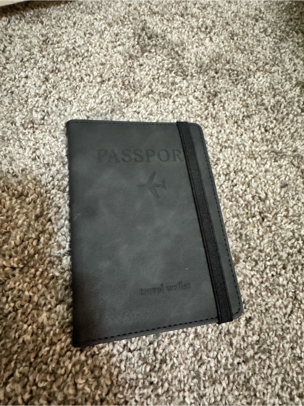 Black Passport Travel Wallet with Elastic Closure